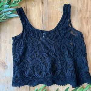Lacy Black Crop Top